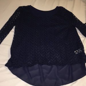 Blue top with bow in the back